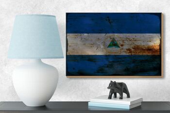 Panneau en bois drapeau Nicaragua 18x12 cm Drapeau Nicaragua décoration rouille 3