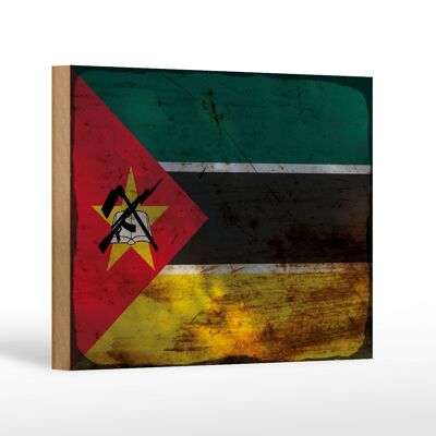 Holzschild Flagge Mosambik 18x12 cm Flag Mozambique Rost Dekoration