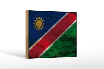 Panneau en bois drapeau Namibie 18x12 cm Drapeau de la Namibie décoration rouille 1