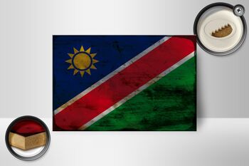 Panneau en bois drapeau Namibie 18x12 cm Drapeau de la Namibie décoration rouille 2