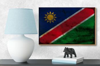 Panneau en bois drapeau Namibie 18x12 cm Drapeau de la Namibie décoration rouille 3