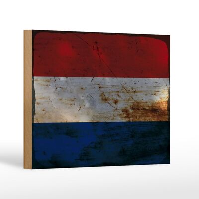 Letrero de madera bandera Países Bajos 18x12 cm Decoración óxido Países Bajos