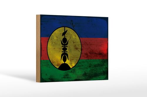 Holzschild Flagge Neukaledonien 18x12 cm Flag Rost Dekoration