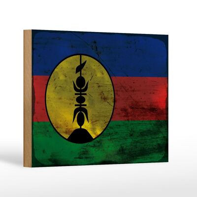Bandera de madera Nueva Caledonia 18x12 cm bandera decoración óxido