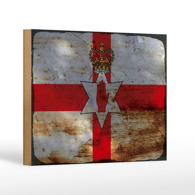 Cartello in legno bandiera Irlanda del Nord 18x12 cm decoro ruggine