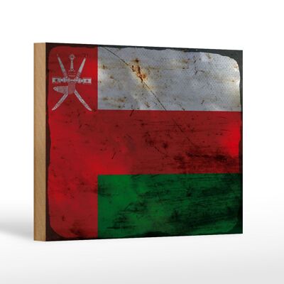 Cartello in legno bandiera Oman 18x12 cm Bandiera dell'Oman decoro ruggine