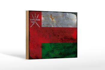 Panneau en bois drapeau Oman 18x12 cm Drapeau d'Oman décoration rouille 1