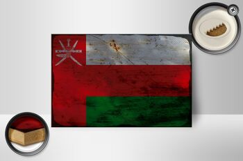 Panneau en bois drapeau Oman 18x12 cm Drapeau d'Oman décoration rouille 2