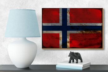 Panneau en bois drapeau Norvège 18x12 cm Drapeau Norvège décoration rouille 3