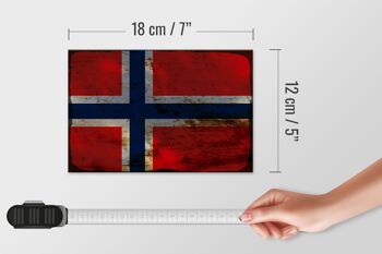Panneau en bois drapeau Norvège 18x12 cm Drapeau Norvège décoration rouille 4