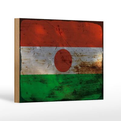 Holzschild Flagge Niger 18x12 cm Flag of Niger Rost Dekoration