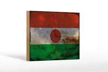 Panneau en bois drapeau Niger 18x12 cm Drapeau du Niger décoration rouille 1