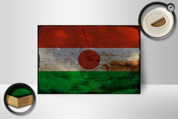 Panneau en bois drapeau Niger 18x12 cm Drapeau du Niger décoration rouille 2