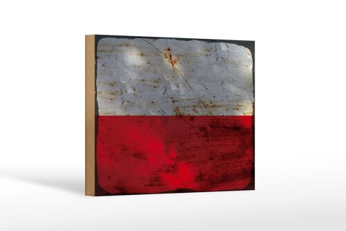 Holzschild Flagge Polen 18x12 cm Flag of Poland Rost Dekoration