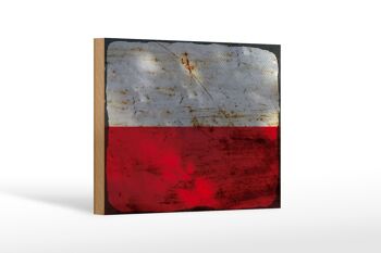Panneau en bois drapeau Pologne 18x12 cm Drapeau de la Pologne décoration rouille 1