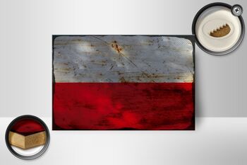 Panneau en bois drapeau Pologne 18x12 cm Drapeau de la Pologne décoration rouille 2