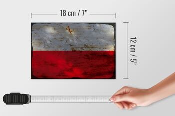 Panneau en bois drapeau Pologne 18x12 cm Drapeau de la Pologne décoration rouille 4