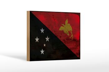 Panneau en bois drapeau Papouasie-Nouvelle-Guinée 18x12 cm Décoration rouille de Nouvelle-Guinée 1