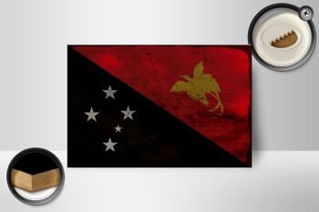 Panneau en bois drapeau Papouasie-Nouvelle-Guinée 18x12 cm Décoration rouille de Nouvelle-Guinée 2