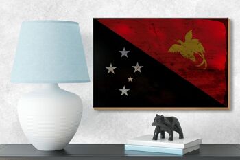 Panneau en bois drapeau Papouasie-Nouvelle-Guinée 18x12 cm Décoration rouille de Nouvelle-Guinée 3