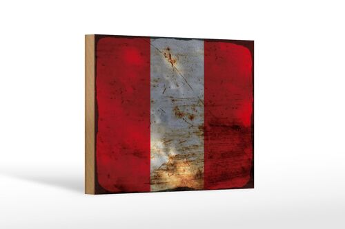 Holzschild Flagge Peru 18x12 cm Flag of Peru Rost Dekoration