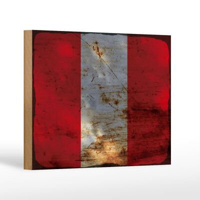 Holzschild Flagge Peru 18x12 cm Flag of Peru Rost Dekoration