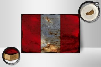 Panneau en bois drapeau Pérou 18x12 cm Drapeau du Pérou décoration rouille 2