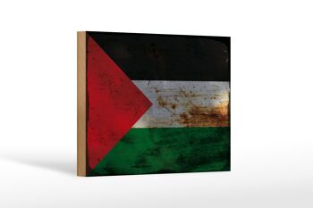 Panneau en bois drapeau Palestine 18x12 cm Drapeau Palestine décoration rouille 1