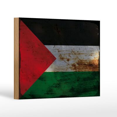 Holzschild Flagge Palästina 18x12 cm Flag Palestine Rost Dekoration