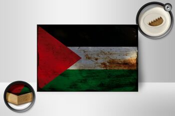 Panneau en bois drapeau Palestine 18x12 cm Drapeau Palestine décoration rouille 2
