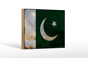 Panneau en bois drapeau Pakistan 18x12 cm Drapeau du Pakistan décoration rouille 1