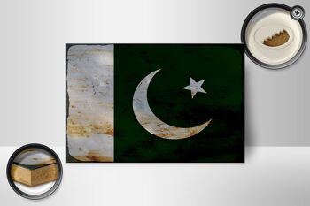 Panneau en bois drapeau Pakistan 18x12 cm Drapeau du Pakistan décoration rouille 2