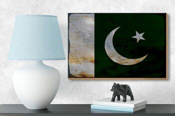 Panneau en bois drapeau Pakistan 18x12 cm Drapeau du Pakistan décoration rouille 3