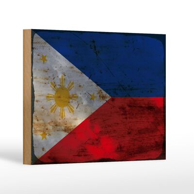 Holzschild Flagge Philippinen 18x12 cm Philippines Rost Dekoration