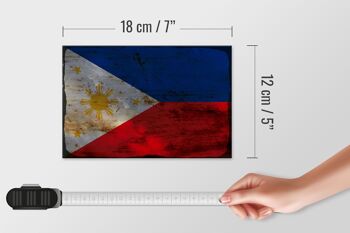 Panneau en bois drapeau Philippines 18x12 cm Philippines décoration rouille 4