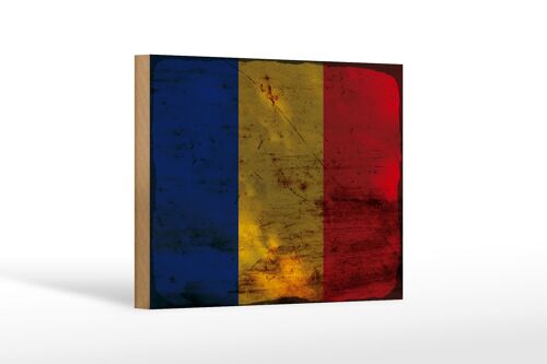 Holzschild Flagge Rumänien 18x12 cm Flag of Romania Rost Dekoration