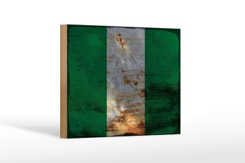 Panneau en bois drapeau Nigeria 18x12 cm Drapeau du Nigeria décoration rouille 1