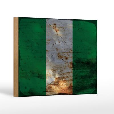 Holzschild Flagge Nigeria 18x12 cm Flag of Nigeria Rost Dekoration