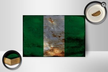 Panneau en bois drapeau Nigeria 18x12 cm Drapeau du Nigeria décoration rouille 2