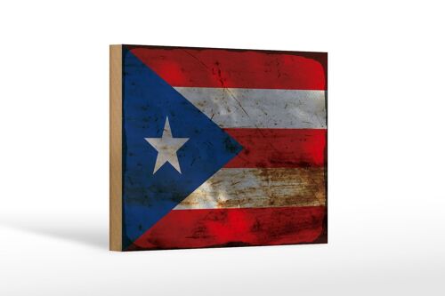 Holzschild Flagge Puerto Rico 18x12 cm Puerto Rico Rost Dekoration