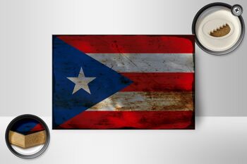 Panneau en bois drapeau Porto Rico 18x12 cm décoration rouille Porto Rico 2