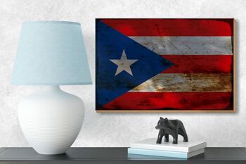 Panneau en bois drapeau Porto Rico 18x12 cm décoration rouille Porto Rico 3