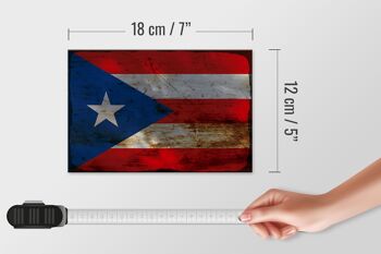 Panneau en bois drapeau Porto Rico 18x12 cm décoration rouille Porto Rico 4