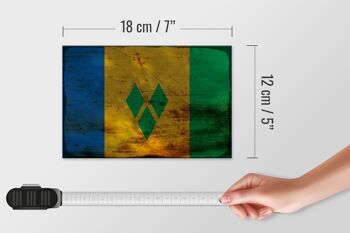 Panneau en bois drapeau Saint Vincent Grenadines 18x12 cm décoration rouille 4