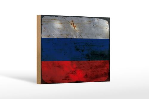 Holzschild Flagge Russland 18x12 cm Flag of Russia Rost Dekoration