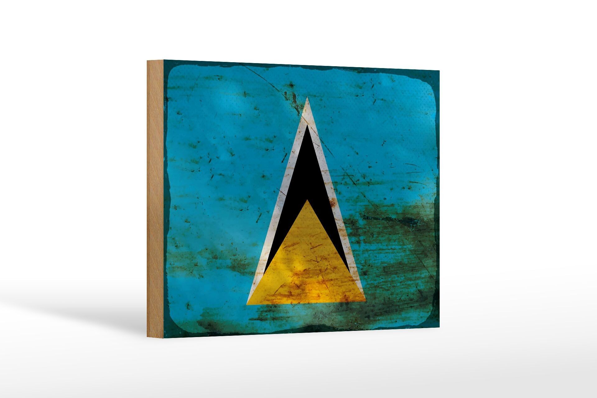 Cartello bandiera in legno Santa Lucia 18x12 cm decoro Santa Lucia ruggine