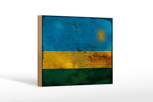 Holzschild Flagge Ruanda 18x12 cm Flag of Rwanda Rost Dekoration