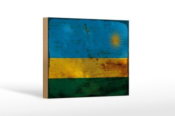 Panneau en bois drapeau Rwanda 18x12 cm Drapeau du Rwanda décoration rouille 1