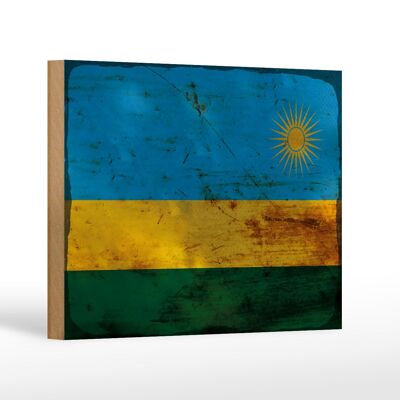 Holzschild Flagge Ruanda 18x12 cm Flag of Rwanda Rost Dekoration