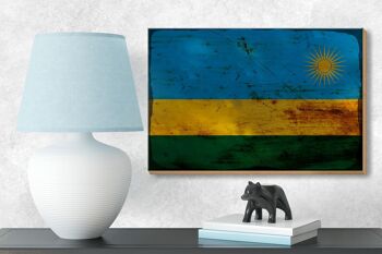 Panneau en bois drapeau Rwanda 18x12 cm Drapeau du Rwanda décoration rouille 3